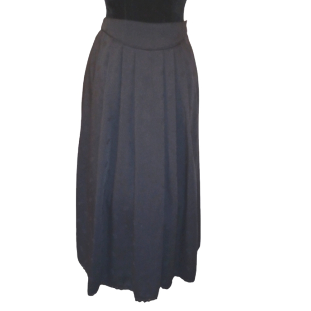 Wool Black Pleated Skirt Fully lined Pockets Vintage Sz 6 - Picture 7 of 16